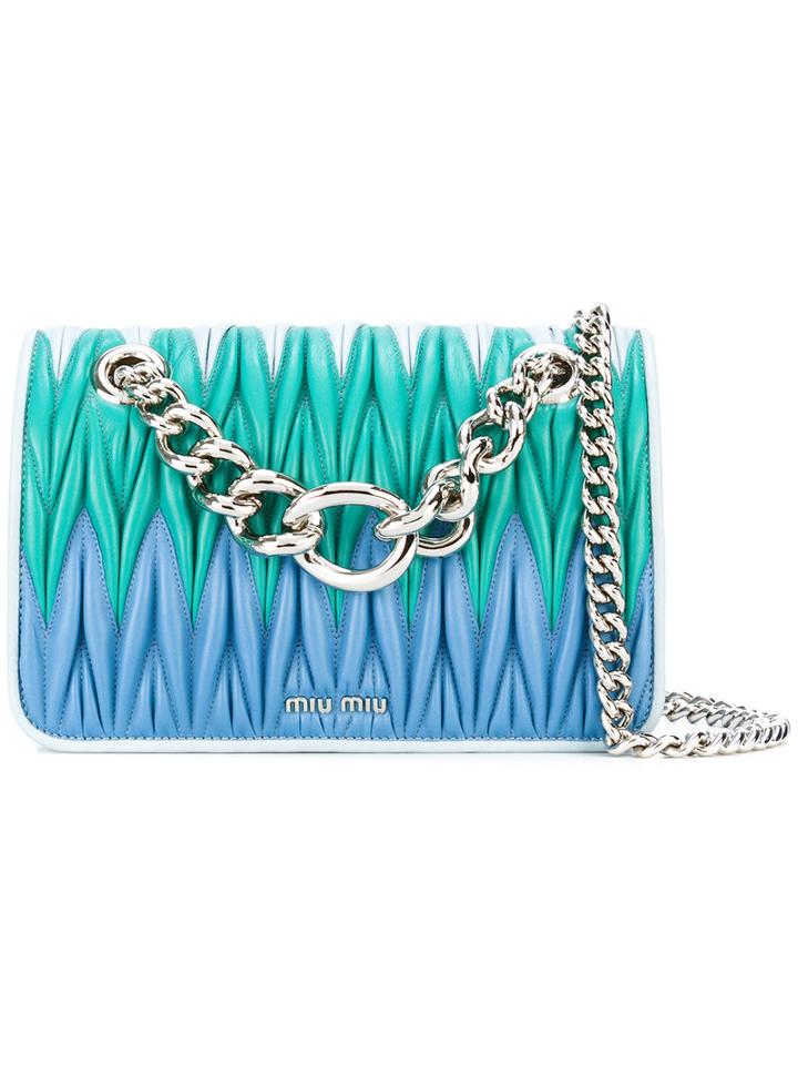 Miu Miu Gradient Quilted Shoulder Bag, Women's, Blue, Calf Leather/metal (other)