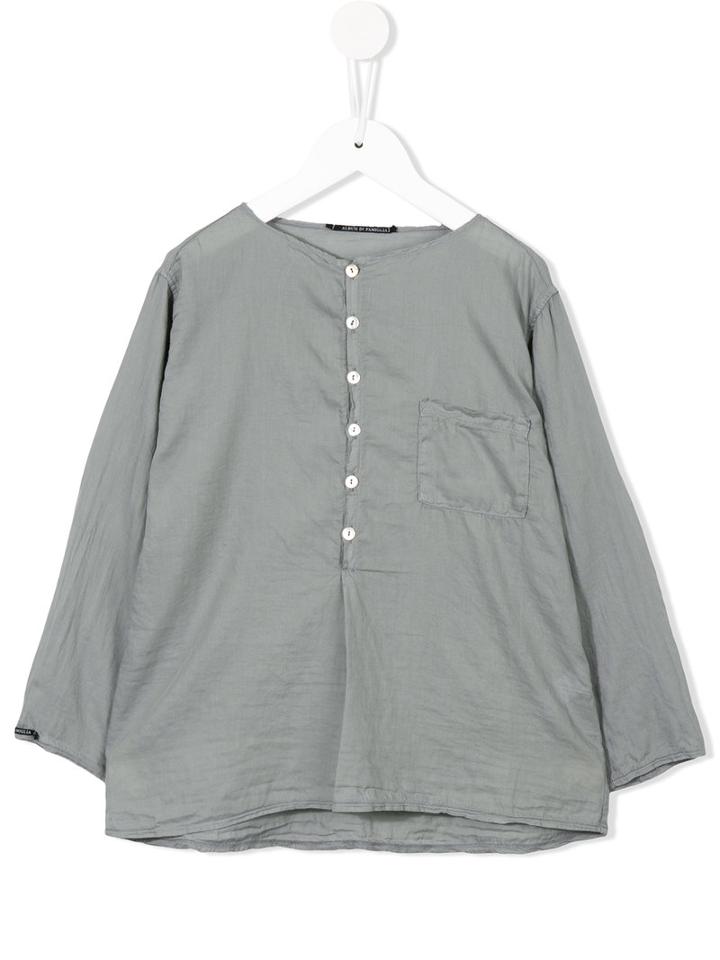 Album Di Famiglia Kids - Buttoned Collarless Blouse - Kids - Cotton - 8 Yrs, Grey