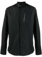 Les Hommes Zip Detail Poplin Shirt - Black