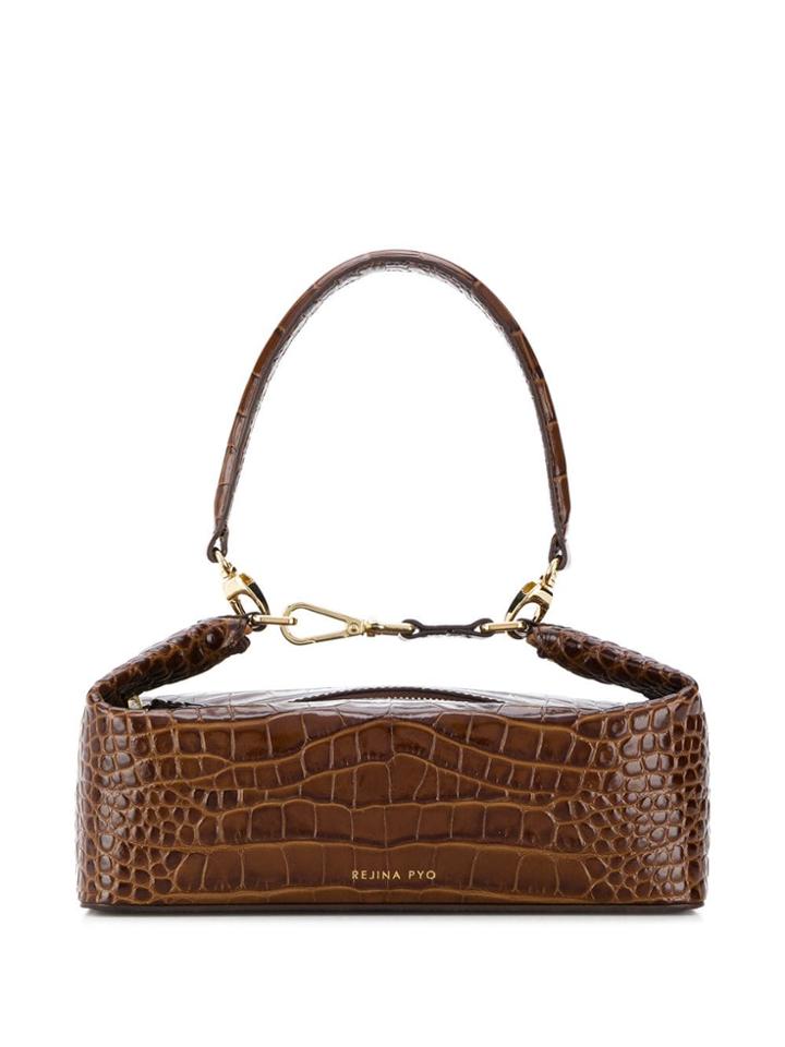 Rejina Pyo Crocodile Style Embossed Tote Bag - Brown