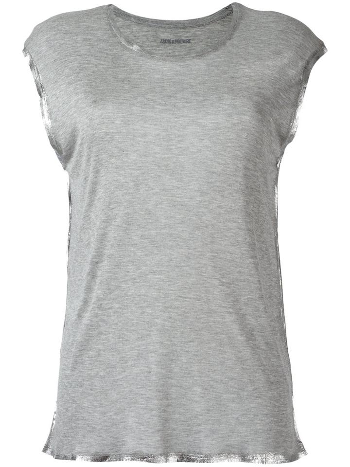 Zadig & Voltaire Shinny Trim T-shirt, Size: Xs, Grey, Modal