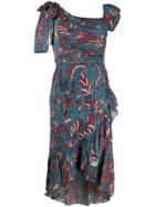 Ulla Johnson Asymmetric Printed Ruffle Dress - Blue