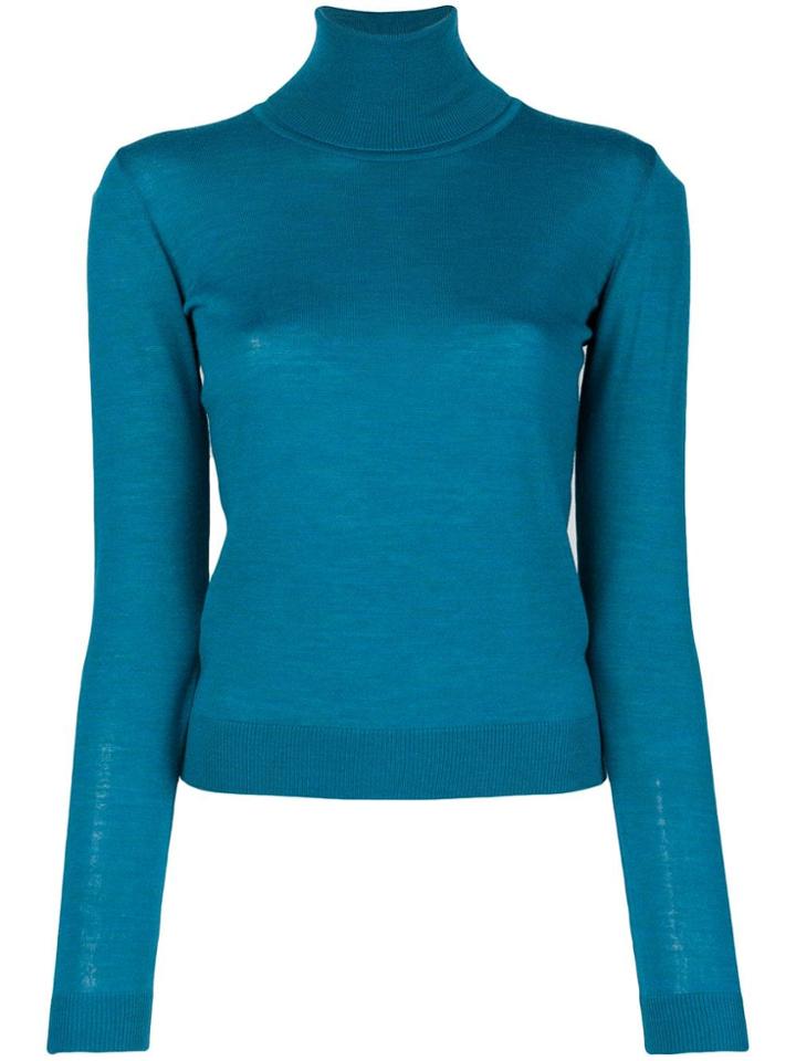 Emilio Pucci Roll Neck Long Sleeved Knit Top - Blue