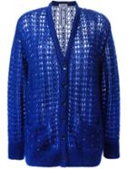 Saint Laurent Loose Knit Cardigan, Women's, Size: Medium, Blue, Nylon/mohair/wool/glass