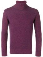 Lardini Mixed Weave Roll Neck Jumper - Red