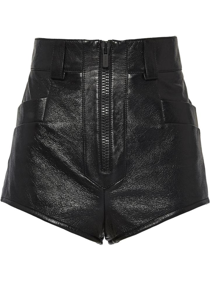 Miu Miu High-rise Leather Shorts - Black