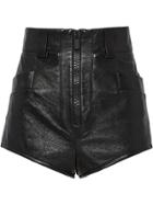 Miu Miu High-rise Leather Shorts - Black