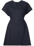 Julien David Pleated Back Mini Dress, Women's, Size: Small, Blue, Cotton