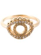 Kenzo Eye Ring, Women's, Size: 52, Metallic, Crystal/gold Plated Brass