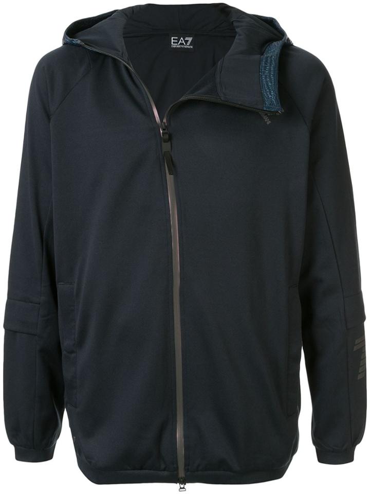 Ea7 Emporio Armani Logo Zip-up Hoody - Blue