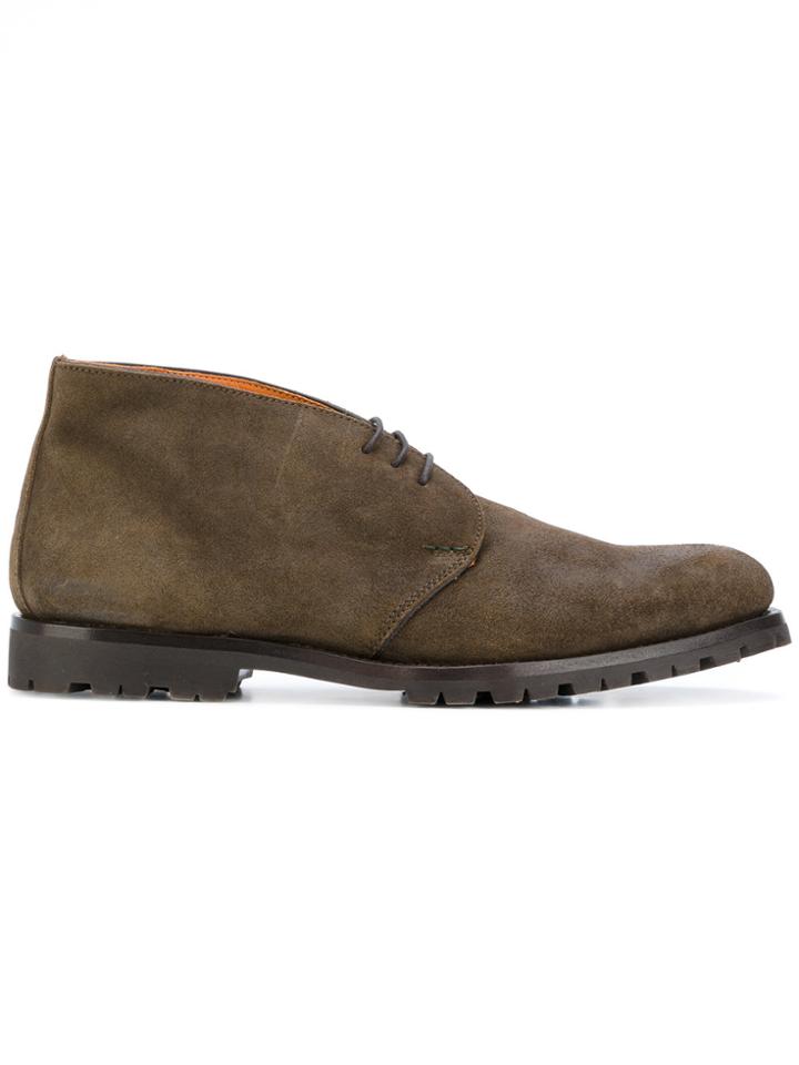 Andrea Ventura Contrast Lining Desert Boots - Green