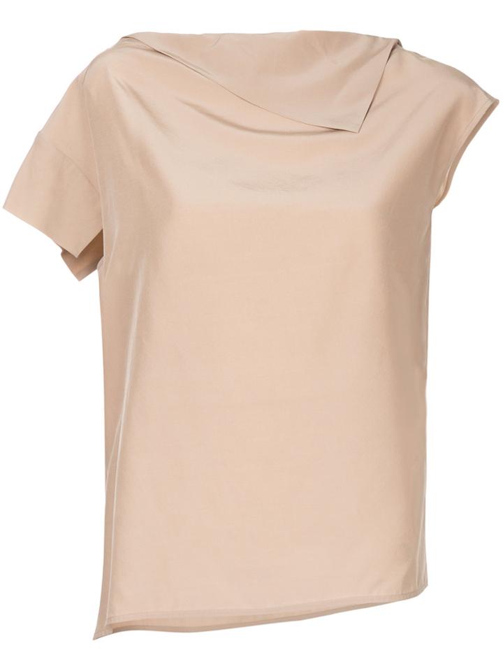 Cyclas Shirt With Fold Neck Detail - Brown