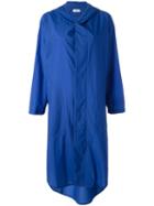 Buttoned Hooded Coat - Women - Nylon - L, Blue, Nylon, Plantation