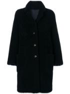 Thom Browne Reversible Sack Overcoat In Dyed Shearling - Blue