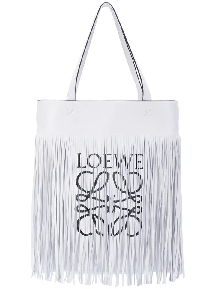 Loewe Fringed Logo Tote Bag - White