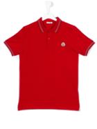 Moncler Kids - Embroidered Logo Polo Shirt - Kids - Cotton - 14 Yrs, Boy's, Red
