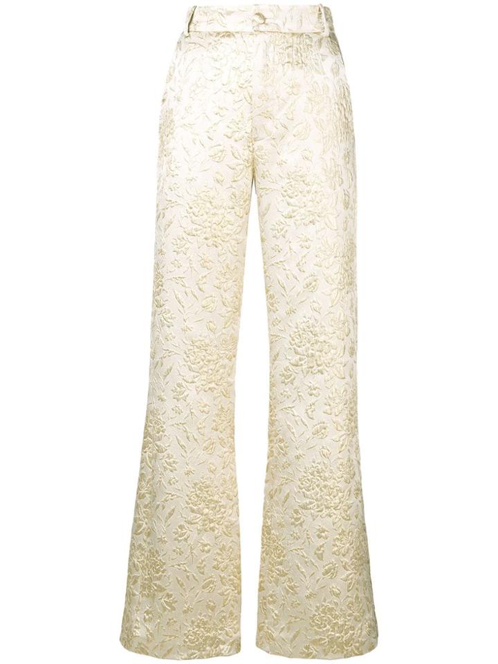 Palomo Spain High Rise Flared Trousers - Nude & Neutrals
