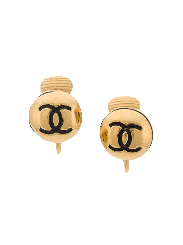 Chanel Vintage Cc Ball Earrings - Metallic