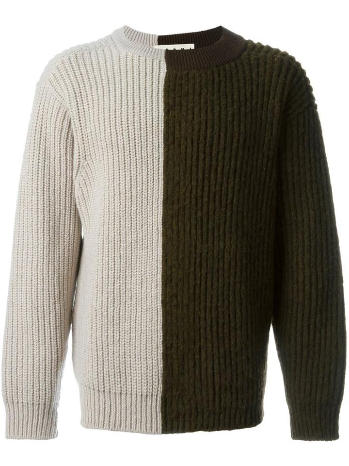 Marni Two Tone Jumper, Men's, Size: 50, Brown, Virgin Wool