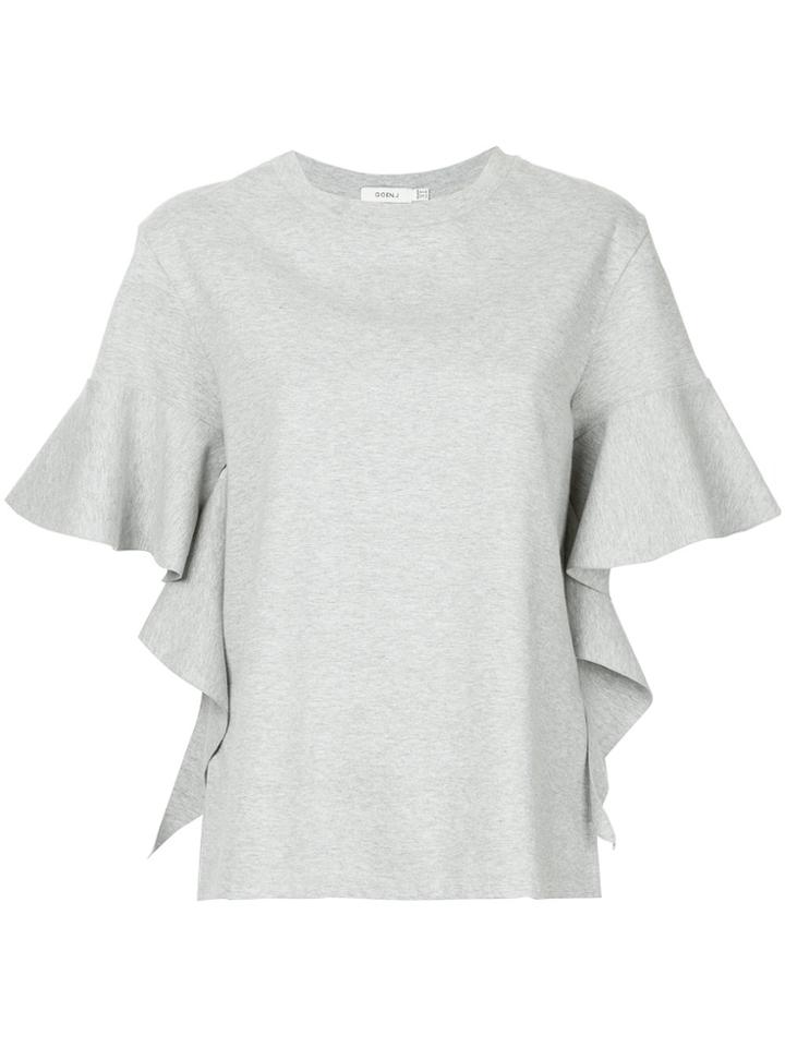 Goen.j Cascade Ruffle Jersey T-shirt - Grey