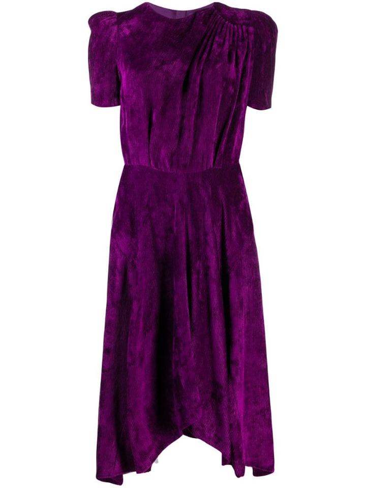 Isabel Marant Fanao Ruched Velvet Dress - Purple