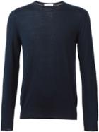 Paolo Pecora Crew Neck Sweater, Men's, Size: Medium, Blue, Polyester/polyurethane/wool