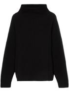 Poiret Oversized Cashmere Cotton And Silk Roll Neck Sweater - Black