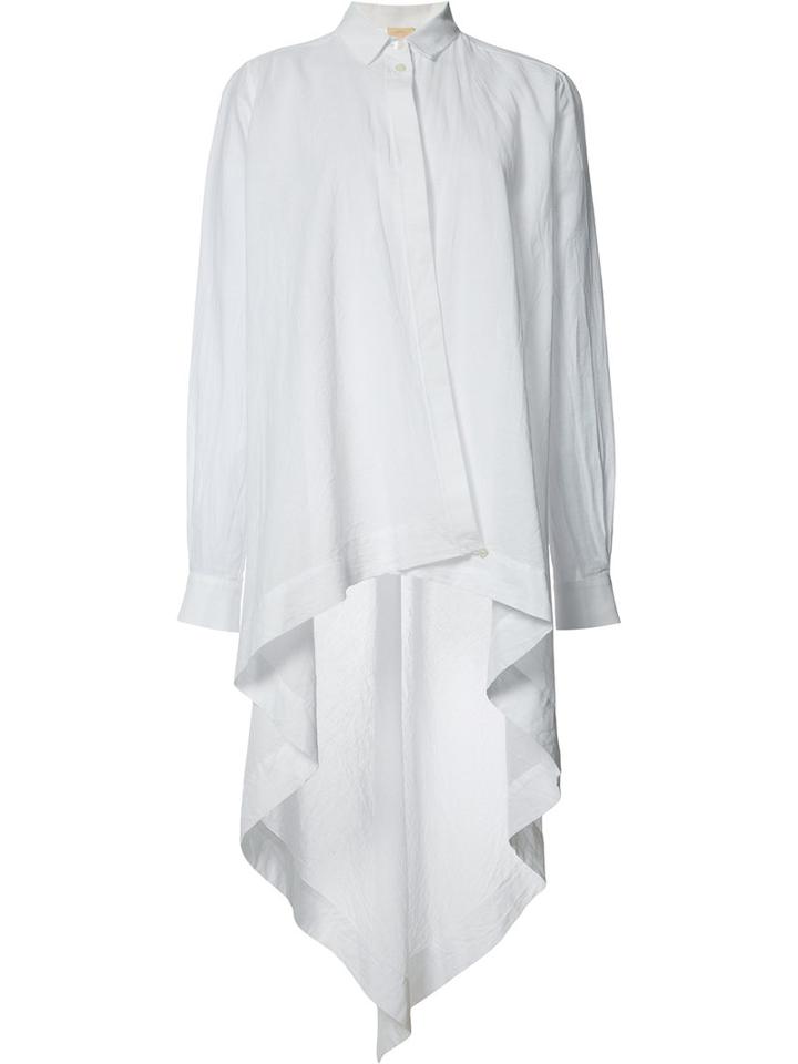 Forme D'expression - High Low Hem Shirt - Women - Cotton/linen/flax - 40, Women's, White, Cotton/linen/flax