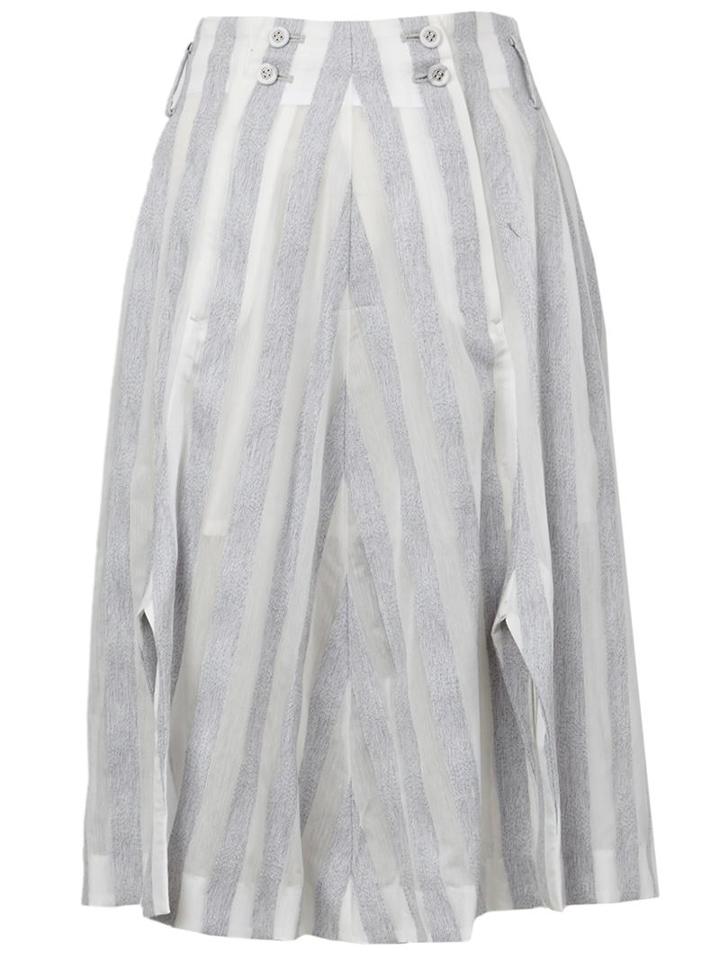 Anrealage Reflective Striped A-line Skirt, Women's, Size: 38, Grey, Cotton/nylon/polyester/rayon