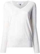 Le Ciel Bleu V-neck Knit Pullover, Women's, Size: 36, White, Silk/cashmere
