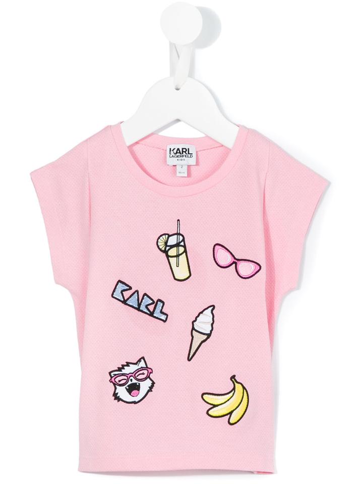Karl Lagerfeld Kids - Multi Patches T-shirt - Kids - Cotton/polyester - 24 Mth, Pink/purple