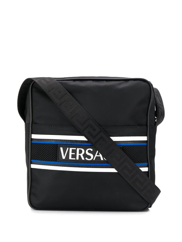 Versace Logo Patch Messenger Bag - Black