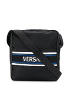 Versace Logo Patch Messenger Bag - Black