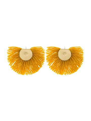 Katerina Makriyianni Yellow Fringed Earrings - Yellow & Orange