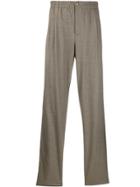 Giorgio Armani Elasticated Waistband Straight Trousers - Brown