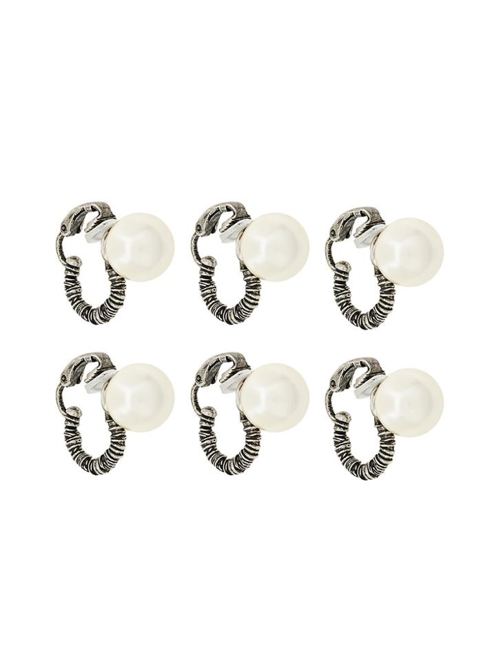 Saint Laurent Coil Pearl Hoop - Metallic