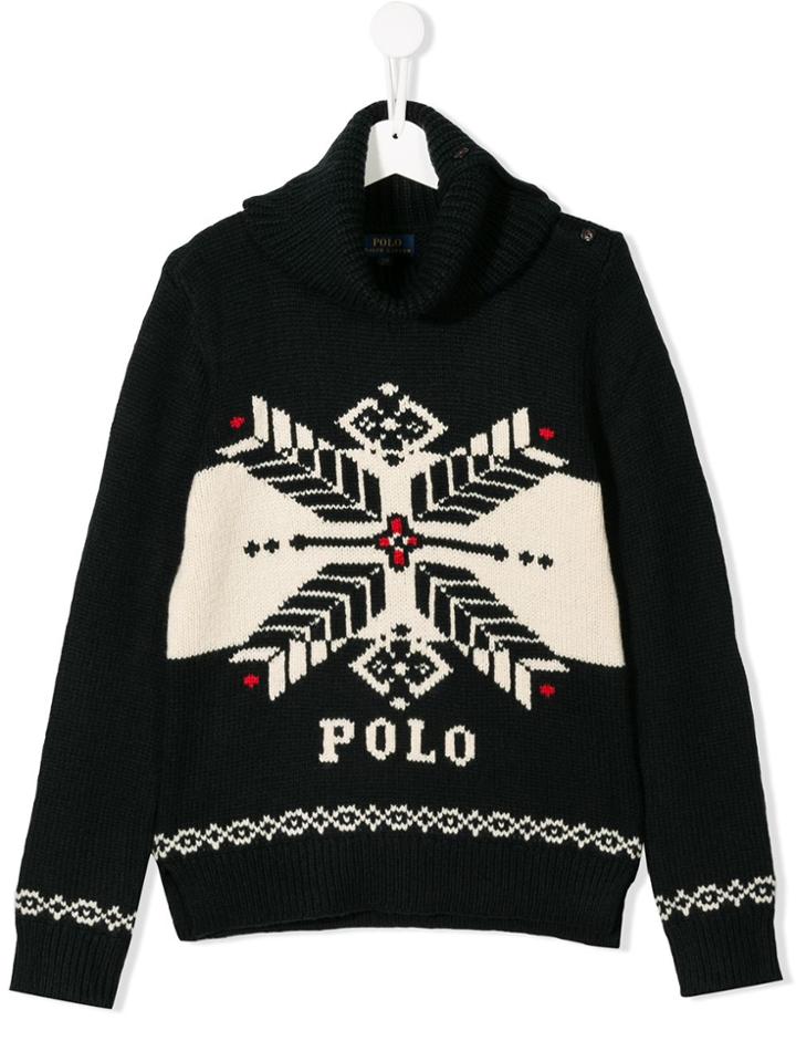Ralph Lauren Kids Logo Embroidered Roll Neck Jumper - Black