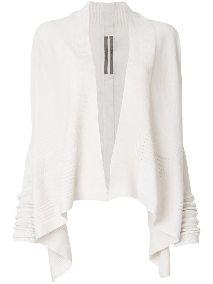 Rick Owens Rib Knit Asymmetric Hem Cardigan - Nude & Neutrals