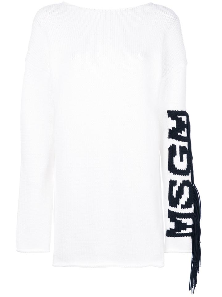 Msgm Logo Knitted Dress - White