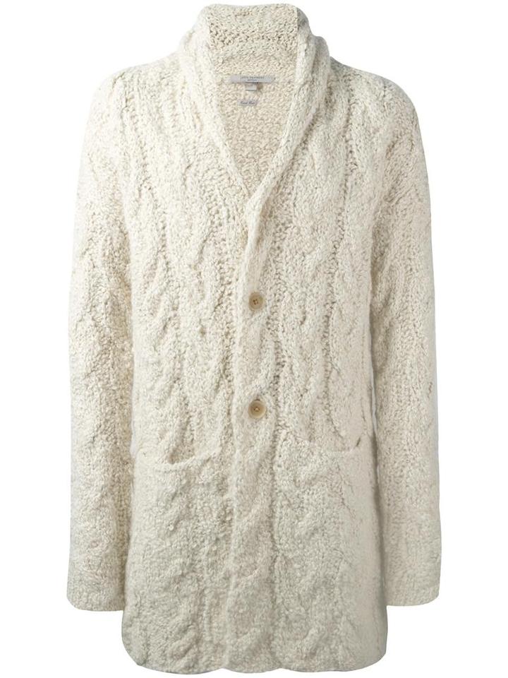 John Varvatos Long Cardigan, Men's, Size: Large, Nude/neutrals, Alpaca/merino