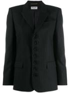 Saint Laurent Embroidered Striped Blazer - Black