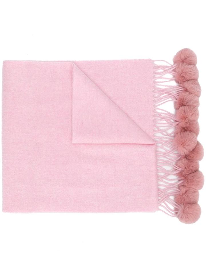 N.peal Pompom Detail Scarf - Pink