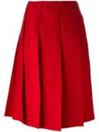 Nina Ricci Pleated Skirt, Women's, Size: 38, Red, Silk/wool