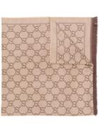 Gucci Gg Jacquard Pattern Knitted Scarf - Nude & Neutrals