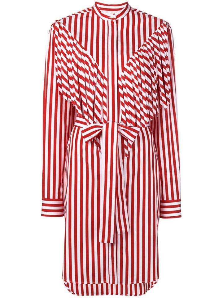 Msgm Striped Midi Shirt Dress - Red