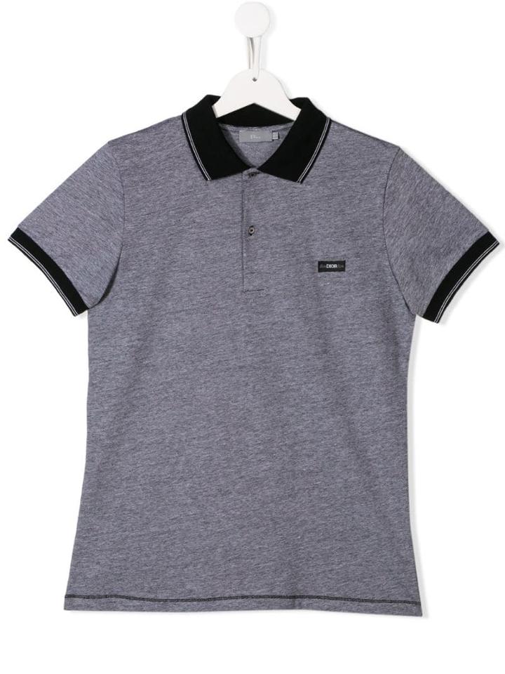 Baby Dior Teen Logo Patch Polo Shirt - Grey