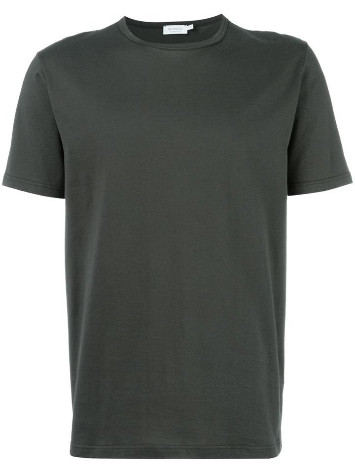 Sunspel Twin Needle T-shirt, Men's, Size: Small, Green, Cotton