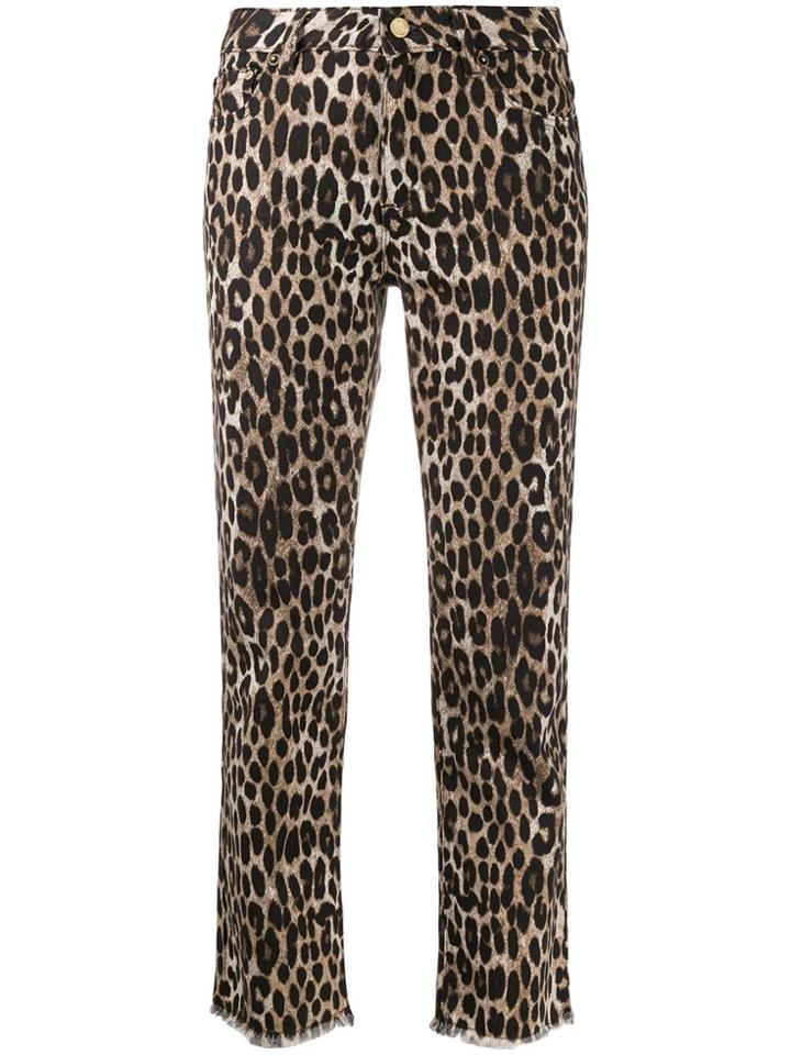 Michael Michael Kors Leopard Print Cropped Jeans - Neutrals