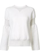 Sacai Flared Sleeve Sweatshirt, Women's, Size: 2, Nude/neutrals, Cotton/nylon