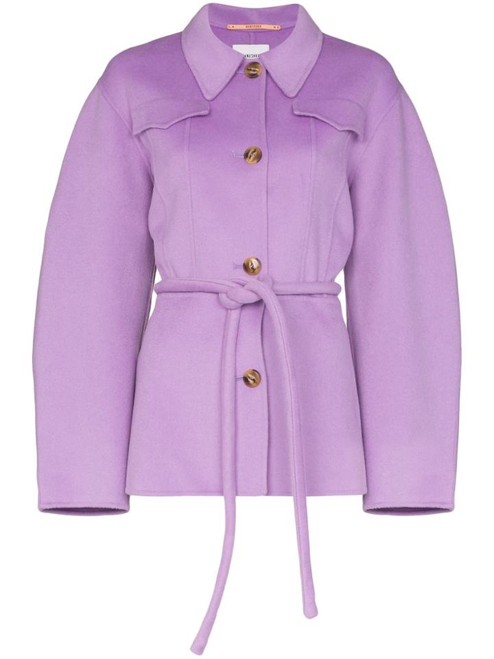 Nanushka Adut Tie Belted Jacket - Purple